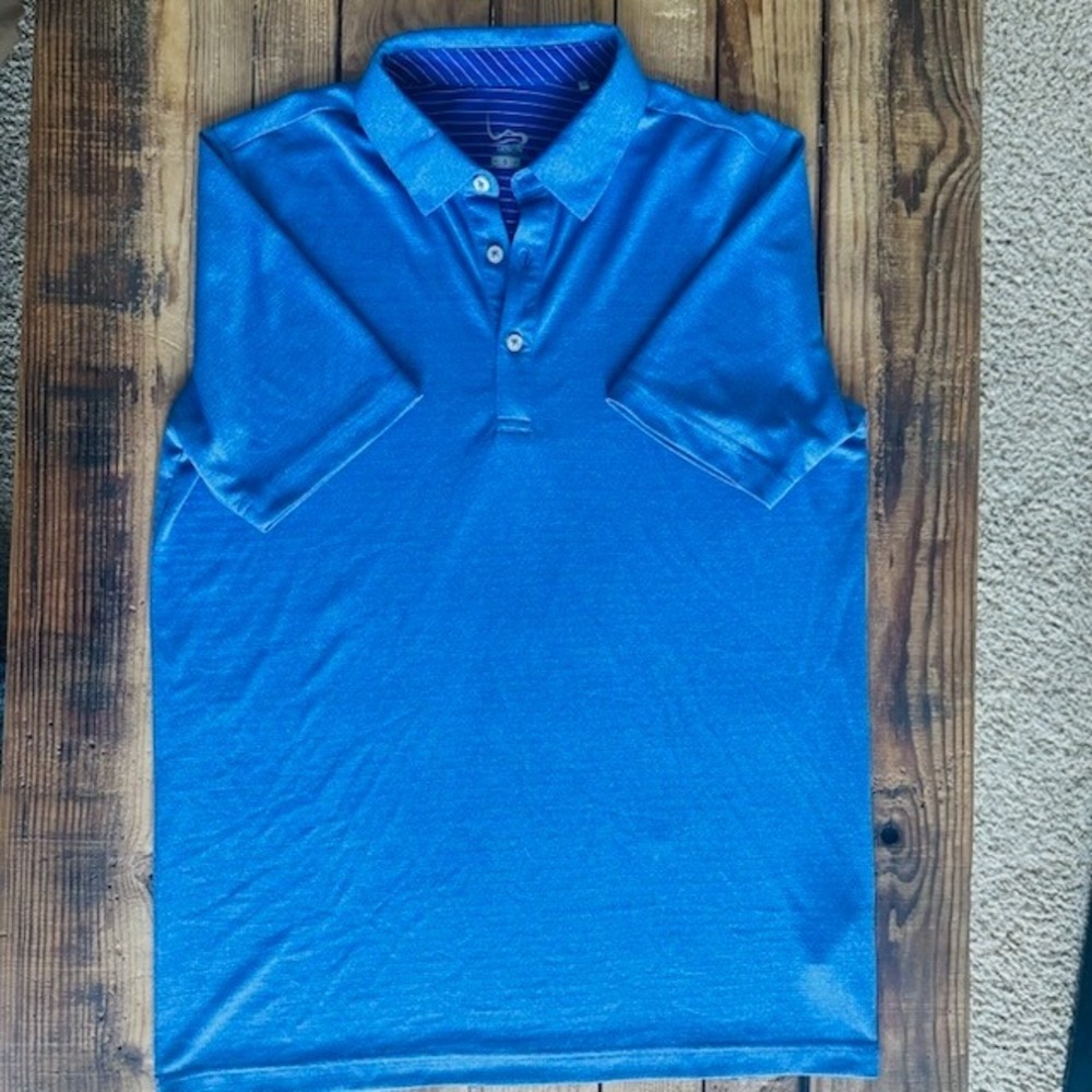 Eagle‎ Golf Mens Blue Short Sleeve Performance Polo Shirt Size Small Heathered